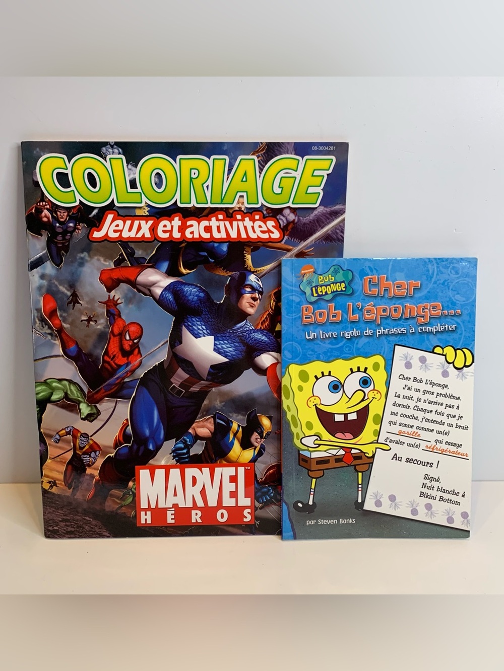 French Immersion Activity Books Marvel Colouring SpongeBob Fill in the Blank